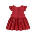 thumbnail image 3 of MEZZALL Toddler Girls Fly Sleeve Holiday Party Solid Color Dress Dance Party Princess Dresses Stylish Baby Wear 6-12M, 3 of 3