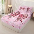 thumbnail image 2 of Manfei Leopard Print Bowknot Zipper Twin Comforter Sets with Fitted Sheet and 2 Pillowcases For Girls,Colorful Kawaii Loves Stars Print Kids Zipper Bedding Set,Pink Reversible,4 Pieces, 2 of 7