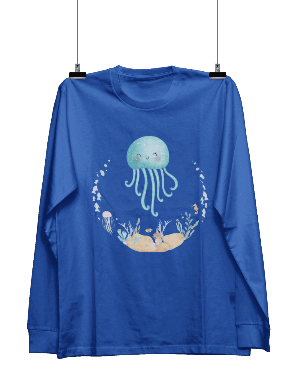 kiMaran Design T-Shirt Jelly Fish Smiling Ocean Fish Unisex Short Sleeve  Tee (Team Purple XL)