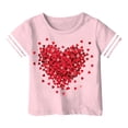 thumbnail image 4 of MUXiin Valentines Shirts for Girls Girls Casual Short Sleeve Tee With All Over Print Round Neck Top for Everyday Play And School Comfortable Soft Fabric Kids Valentines Gifts, 4 of 4