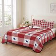 thumbnail image 2 of Twin XL Quilt Set 68''x98'', 4th of July Lightweight Bedspread Coverlet Set with 2 Pillow Shams, Independence Day Red White Plaid Blue Star Breathable All Season Quilt Bedding for Dorm/Guest Room, 2 of 9