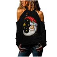thumbnail image 5 of Pntutb mujeres moda Navidad sin tirantes impresión manga larga blusas sudadera tops Pntutb Pntutb-883, 5 of 5