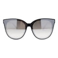 thumbnail image 2 of Womens Color Mirror Inset Lens Oversized Cat Eye Horn Rim Retro Sunglasses Black White - Silver Mirror, 2 of 4