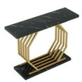 thumbnail image 4 of Topcobe Faux Marble Console Table, 40" Accent Sofa Table with Geometric Metal Base, Modern Furniture for Indoor, Entryway, Hallway, Black & Gold, 4 of 5