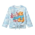 thumbnail image 5 of Xixirimido Axolotl Capybara Snowflake Blue Printed Girls Long Sleeve Shirts Cute Kids Fashion Crew Neck Tunic Tops Tie-hem Tees for Fall Winter, Size 11-12, 5 of 7