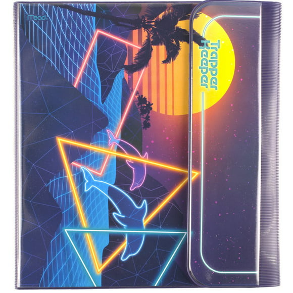 Mead Trapper Keeper Binder, 1" Round Rings, Dolphin Glow, 12" x 11.25" (260038FN-WMT)