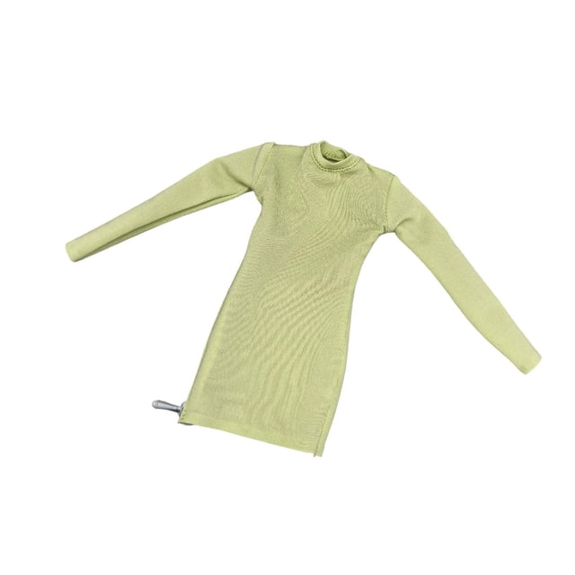 Ropa femenina a escala 1/6 para figura de acción de 12 pulgadas, traje de manga larga, cuello redondo, vestido ajustado, ropa de moda coleccionable Verde claro