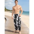 thumbnail image 3 of HAPPY BAY Men's Pareo Swim Trunk Surfing Sarong Long Beach Wrap One Size Black-N756 Summer Vacation Aloha, 3 of 6