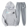 thumbnail image 1 of Chándal deportivo con capucha para mujer, ropa unisex de dos piezas para correr, jersey de manga larga, sudadera con capucha + conjunto de pantalones de chándal Gris claro, 1 of 2