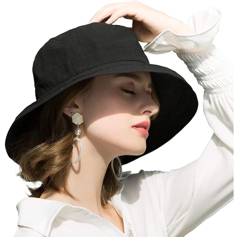 Womens UPF50+ Cotton Wide Brim Sun Hat Packable Beach Travel Bucket Cap Womens Cotton Wide Brim Sun Hats UPF50+ UV Packable Beach  main image 3
