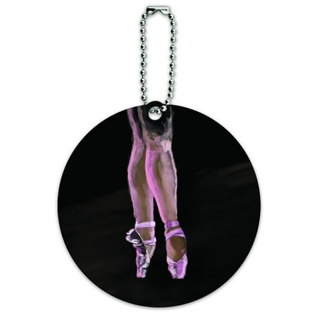 Ballerina Tag - Graphics and More Ballet Slippers Pink Black Ballerina Dance Dancing Round ID Card Luggage Tag
