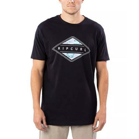 Rip Curl BLACK Men's Sender Prem Short Sleeve Crew Neck T-Shirt, XL