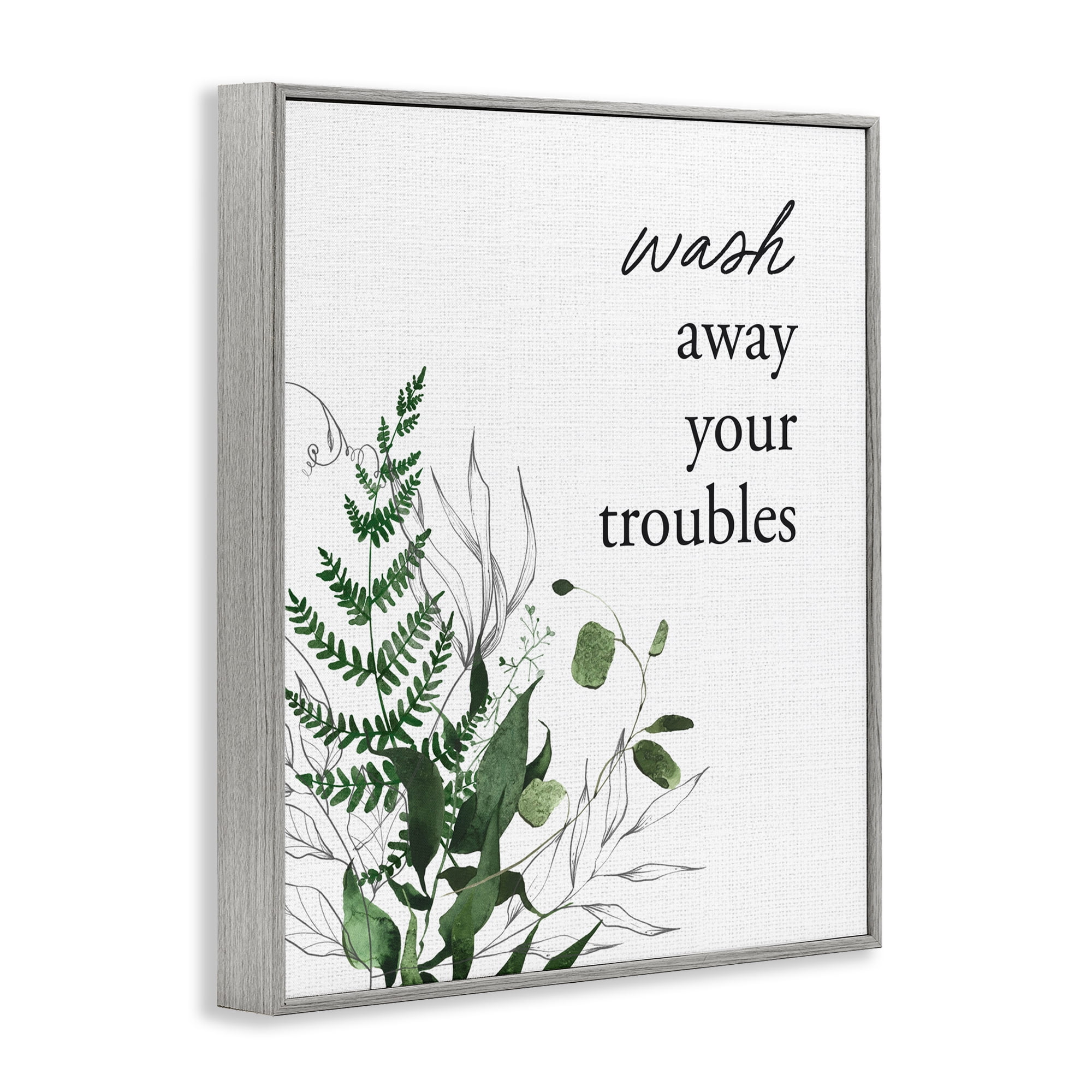 Forest Foliage Wash Away Gray Framed Giclee Art, design by Lettered and Lined