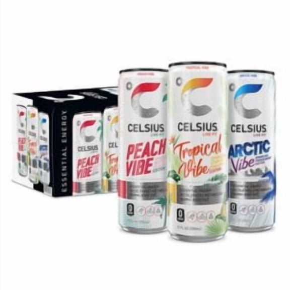 Celsius Essential Energy Sparkling Vibe Variety Pack, 12 fl. oz., 18 count..pack of 2