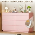 thumbnail image 6 of Ktaxon 6 Drawer Double Dresser with Mirrow Wood Dresser Storage Cabinet Drawer Organizer Chest of Drawers, Pink, 6 of 16