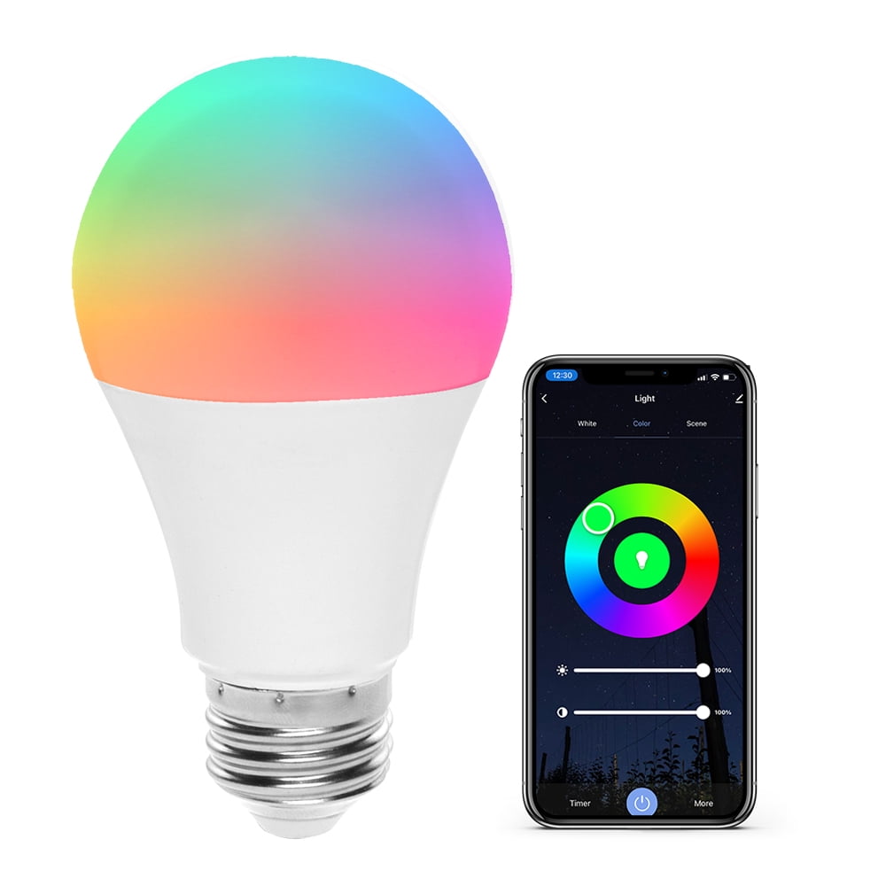 60W Wifi Smart LED light Bulb 9W E26 800LM RGBW Dimmable for Alexa/Google Home 