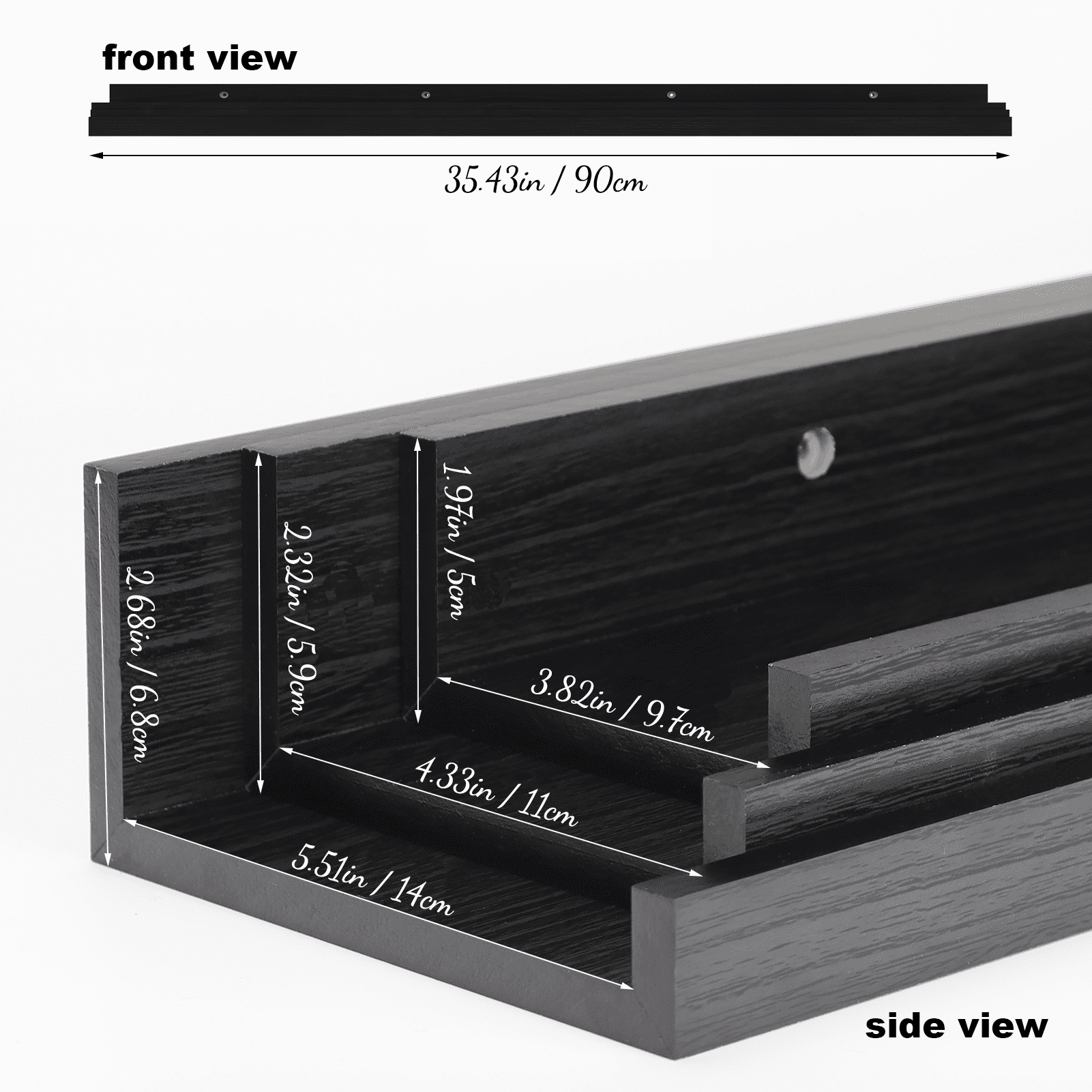 Giftgarden 36 inch Floating Shelves Set of 3, Wall Mounted Picture Ledge Shelf for Home, Office, Bedroom, Living Room, Kitchen Decor, Black