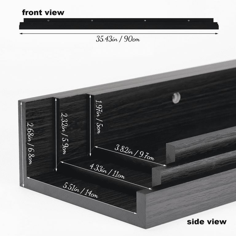 BAMEOS Small Black Floating Shelves - 15cm X 14cm Display Ledges For