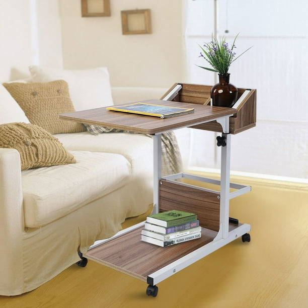 Zaqw Rolling Laptop Stand Height Adjustable Side Table On Wheels Standing Desk Sofa End Coffee Snack Tray Storage Notebook For Home Couch Bedroom Office Com Zaqw Rolling Laptop Stand Height, Rolling Laptop Table For Couch