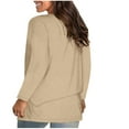 thumbnail image 5 of Sawvnm Women's Fashion V-Neck Solid Loose Long Sleeve T-shirt Pullover Tops Tops for Women Trendy Khaki(V-Neck) 3XL, 5 of 8
