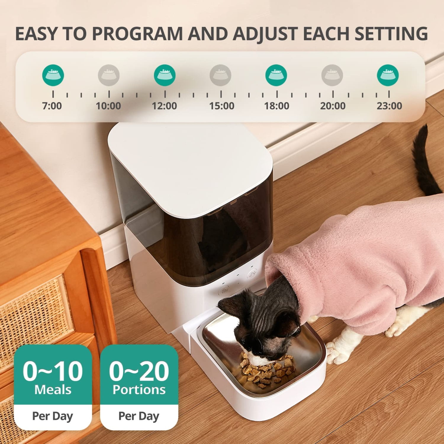 Pefilos 32" Dog Feeder Station with Stainless Steel Bowl, Dog Food Storage Container, Pull Out Pet Food Cabinet, White Pefilos 32" Dog Feeder Station with Stainless Steel Bowl, Dog Food Storage Container, Pull Out Pet Food Cabinet, White