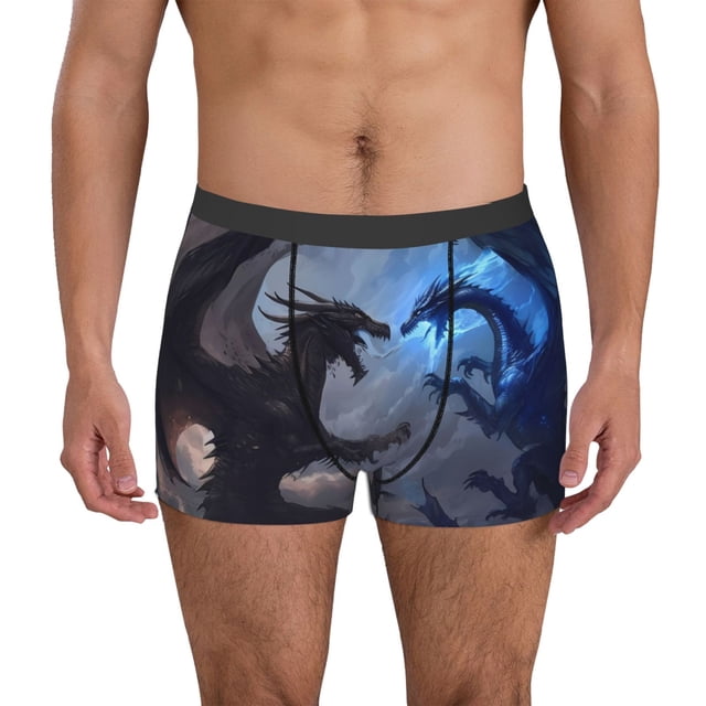 Balery Black And Blue Lightning Dragon Calzoncillos bóxer para hombre, ropa interior de algodón suave y transpirable con cinturilla de nailon-Large