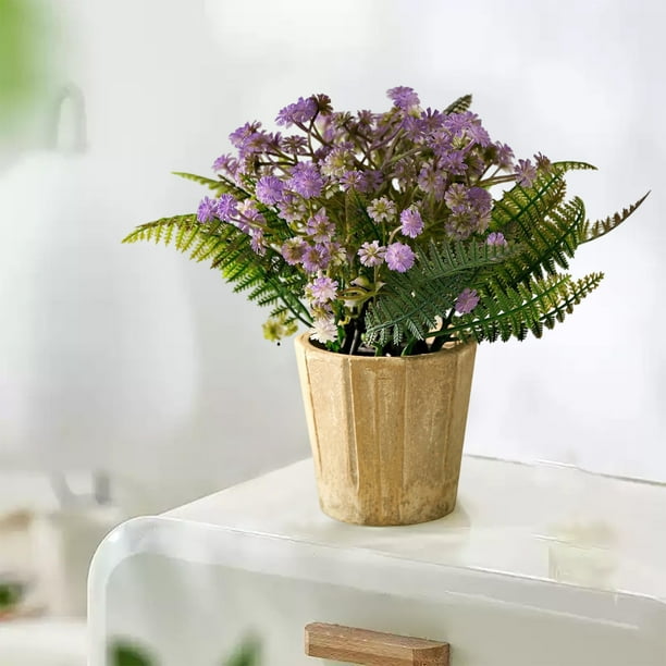 Simulation Of Small Fresh Bonsai Ornaments Small White Lavenders Small Purple Flowers With Gray Bottles Living Room Shoe Cabinet Air Conditioner Creatives