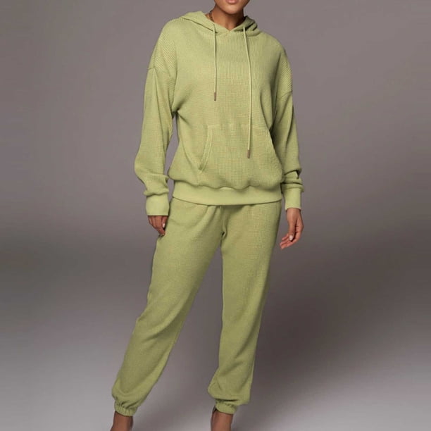 Puntoco Otoño Moda Mujer Manga Larga Bolsillo Con Capucha Tops Blusas Camisas Cintura Elástica Pantalones Bolsillo Puntoco Puntoco-1566