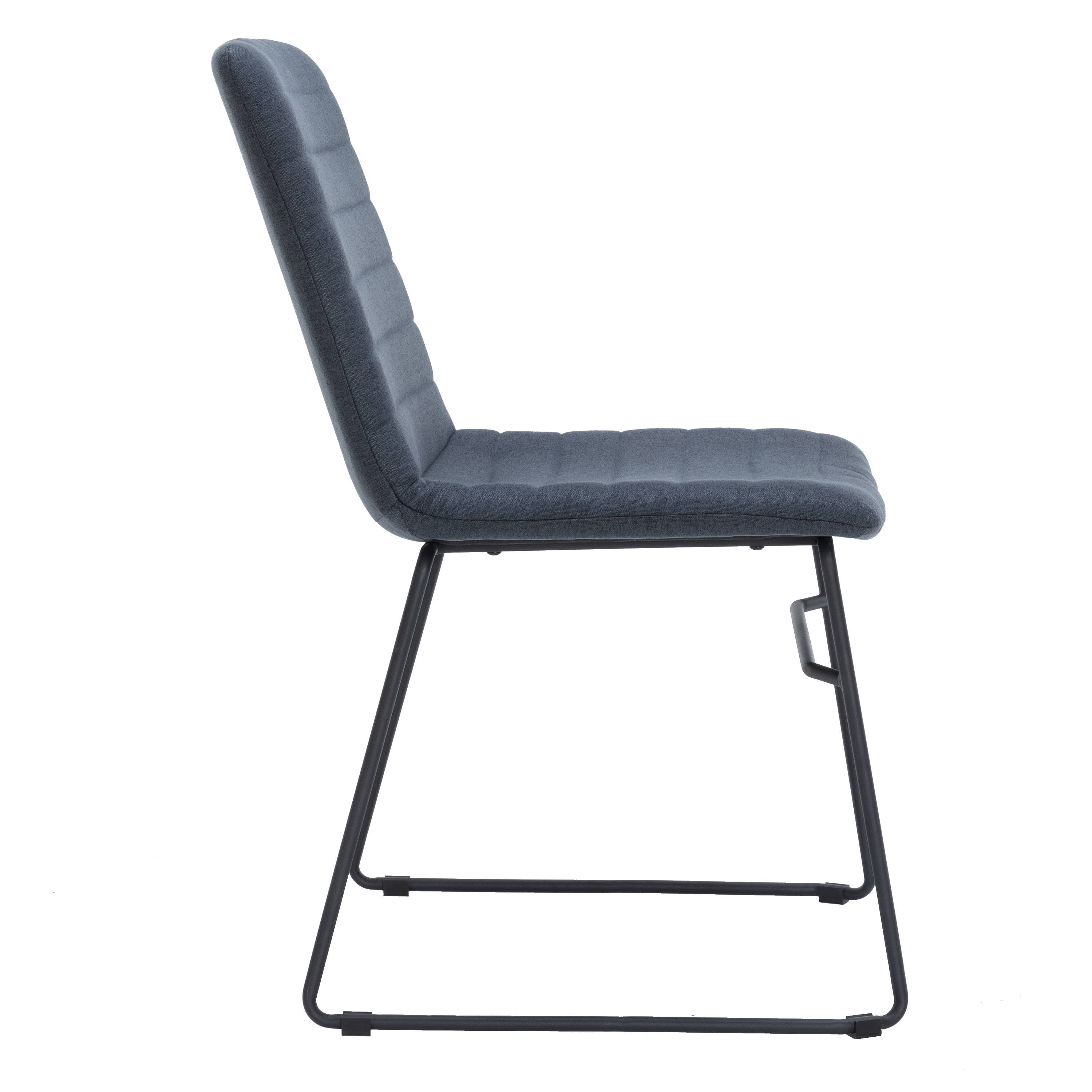 LeisureMod Ergonomic Office Chair Upholstered Guest Side Chair Padded Seat and Back Desk Chair with Powder-Coated Stainless Steel Base Zylar Collection in Dark Blue