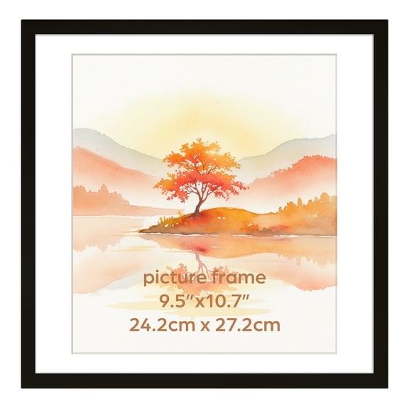 12x12 Picture Frame with Mat for 9.5x10.7 Photo, Black