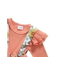 thumbnail image 5 of Qiylii Baby Girl Fake-2-Piece Romper Dress Round Neck Ruffle Floral Bodysuit, 5 of 7