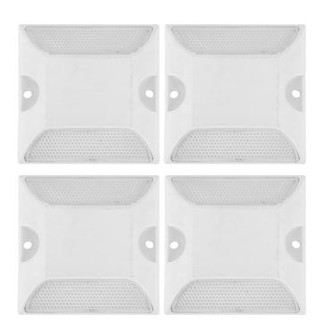 Hemoton 4pcs Reflective Driveway Reflectors White Plastic Pavement Markers Asphalt Lane Markers Highway Reflective Safety Sign for Safety