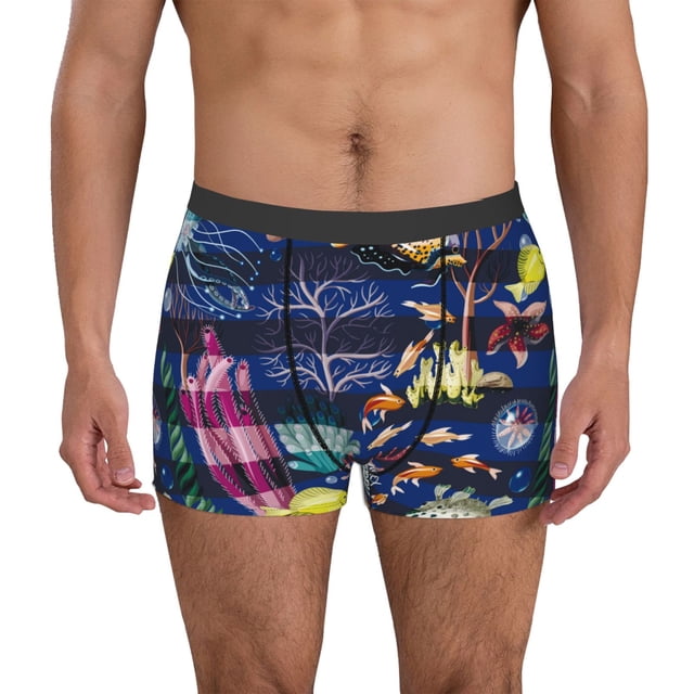 Balery Sea Inhabitans and Herb Calzoncillos bóxer para hombre, ropa interior de algodón suave y transpirable con cinturilla de nailon-XX-Large