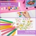 Wiher 208 Pcs Portable Drawing Art Kit, Kids Painting Supplies Set with Oil Pastels Crayons Colored Pencils Etc, Easy to Clean Safe Ingredients for Kids and Teenagers Birthday & Christmas Gift(Pink)