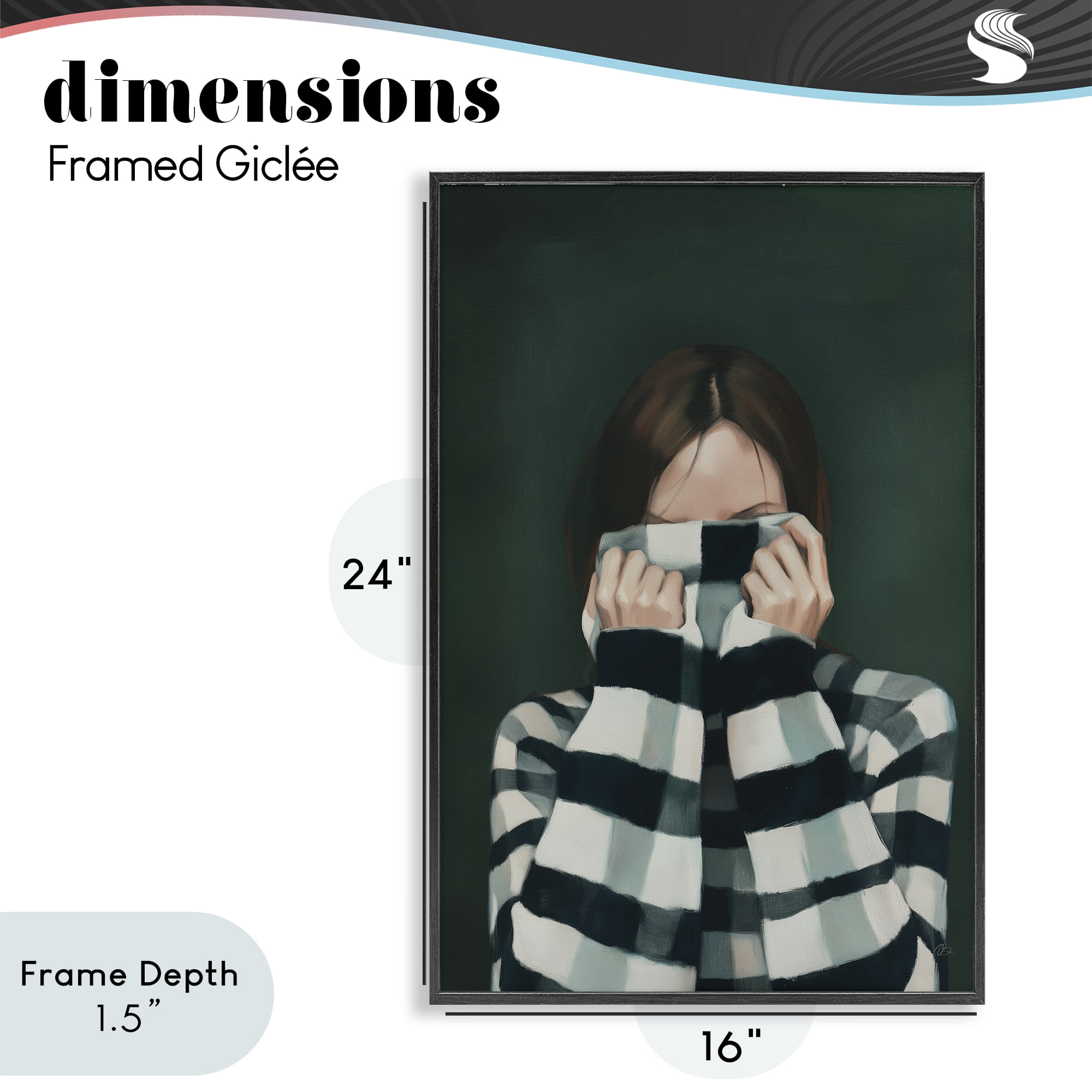 Stupell Industries Warmed Striped Sweater Portrait Black Framed Giclee Art, design by Ros Ruseva