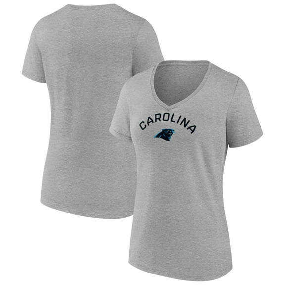 Women's Heather Gray Carolina Panthers Team Arc V-Neck T-Shirt