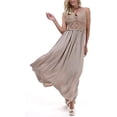 thumbnail image 2 of POPYOUNG Women's Beach Crochet Backless Bohemian Halter Maxi Long Dress Khaki XL, 2 of 6