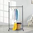 thumbnail image 3 of Miumaeov 3-in-1 Clothes Hanging Rack, Rolling Garment Free-standing Clothes Rack with Top Rod, Lower Storage and 5 Hooks, Lockable Wheels, Rolling Clothes Rack (Grey), 3 of 9