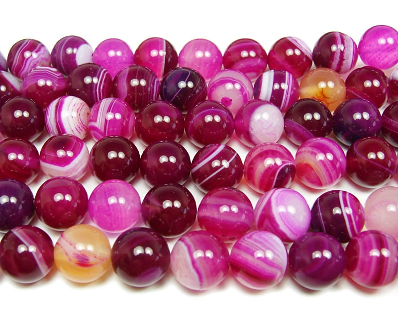 Huge 12mm Natural Pink Striped Agate Round Gemstone Loose Beads 15'' AAA 