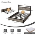 thumbnail image 4 of Zimtown Queen Bed Frame with 2-Tier Storage Headboard, Metal Platform Bed Frame with 4 Storage Drawers, Built in Charging Station & LED, Gray, 4 of 10