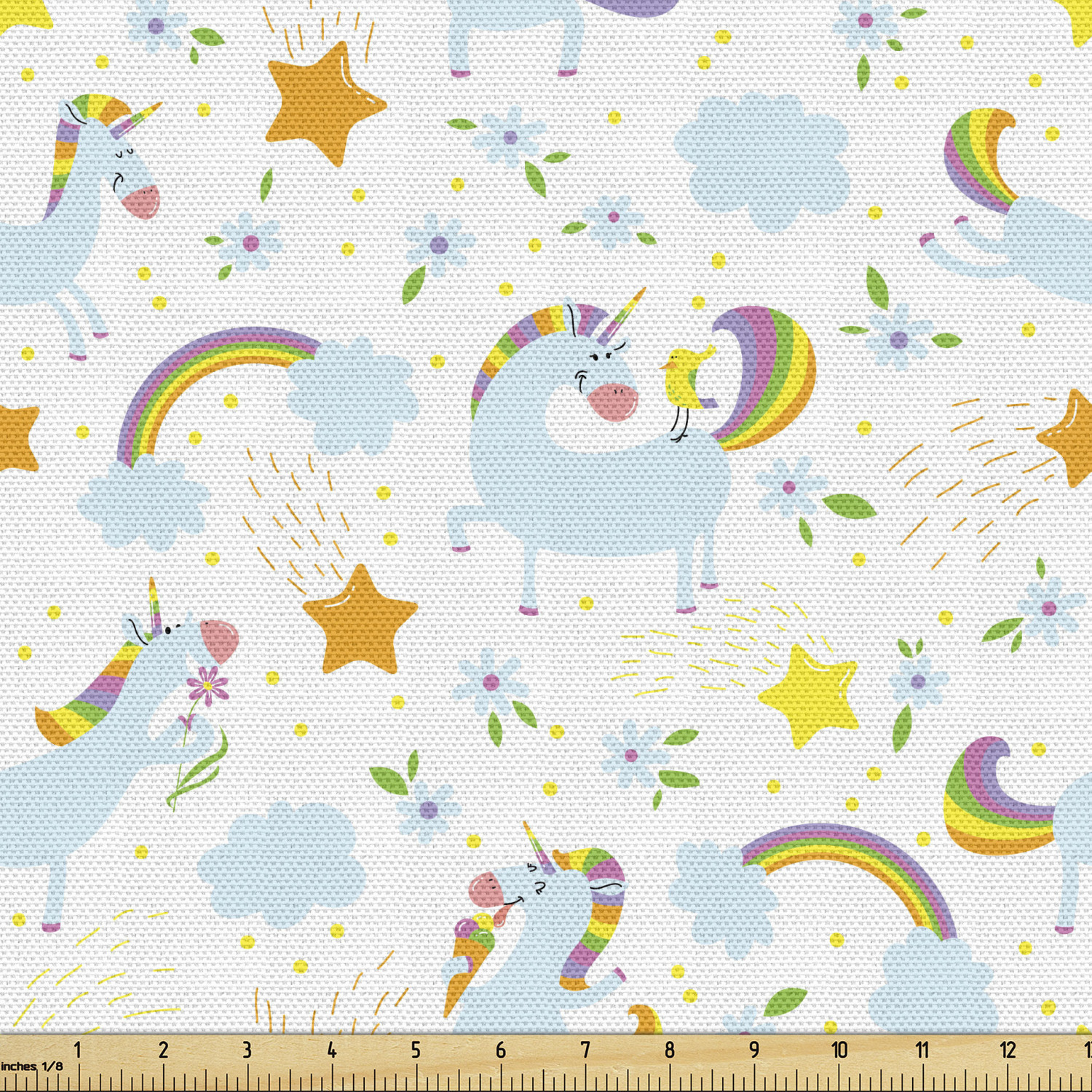 Unicorn Fabric by the Yard Upholstery, Fantasy Pattern with Unicorn