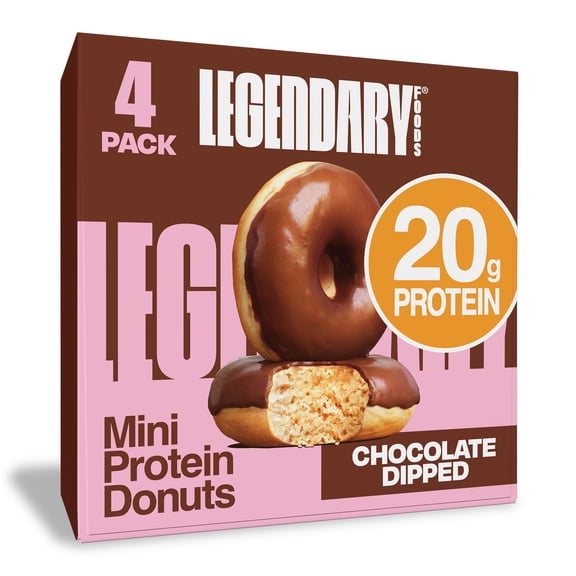 Legendary Foods Mini Protein Donuts, Chocolate Dipped, 20g Protein, 4 Pack, Keto Friendly, Gluten Free