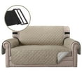 thumbnail image 6 of Eurhowing Reversible Loveseat Slipcover 2-Seater, Waterproof Non-Slip Quilted Couch Cover, Pet Friendly Sofa Protector with Elastic Straps, Khaki, 6 of 11