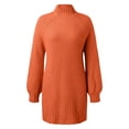 thumbnail image 5 of Kcodviy Automne Hiver à Manches Longues Robe Rayée d'Automne Col Roulé Couleur Unie Décontractée Robes Chandail pour Femmes Robe Chandail d'Hiver Chandail pour Dames Jolies Robes Portefeuille pour Femmes Robe, 5 of 5