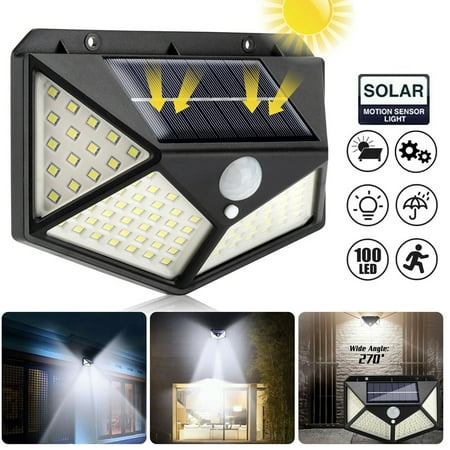 

100 Led Solar Motion Sensor Lights Outdoor Wireless Weatherproof Solar Powered Lights for Steps Yard Garage Porch Patio IP65 Waterproof with Wide Angle