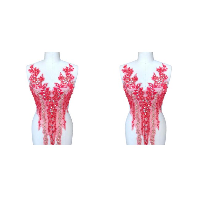 maskred Sturdy And Durable Lace Applique With 3D Beads And Rhinestones With Materials Are Sturdy And Durable Multiple Colors red B 2Set