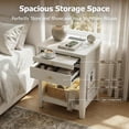 thumbnail image 4 of Nightstand with Charging Station and LED Light, Wood Curved Night Stand with 2 Drawers & Open Shelf, Modern Bedside Table with Side Storage, End Table for Bedroom, White, 4 of 9