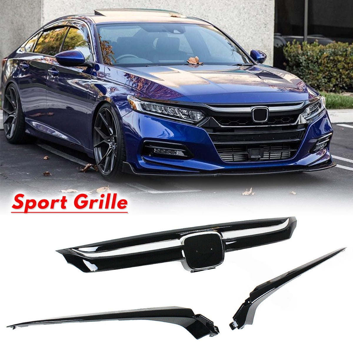 For 18 19 10th Gen Honda Accord Sedan Glossy Black Sport Style Front Grille Walmart Com Walmart Com