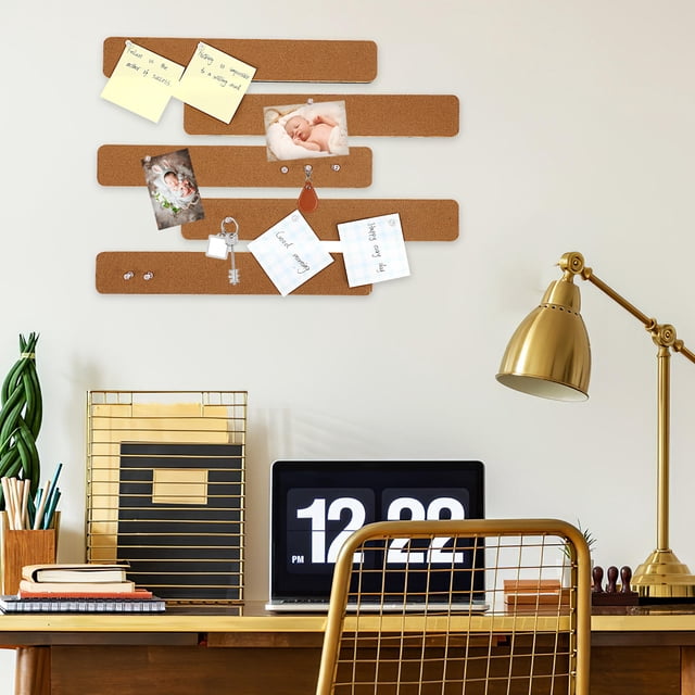 AURARMLET Bulletin Board Strips Felt Pin Board Notice Board 6Pcs Rectangular Strips for Home Office Use