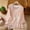 Pink, variant on Sentmoon Business Casual Tops for Women Crew Neck Loose Linen Summer Beach Shirts Embroidery Three Quarter Length Sleeve Concert Outfits for Women Comfy for Tropical Vacation L